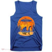 Bigfoot Riding Loch Ness Alien Ship UFO Moon Halloween Tank Top thumb 0
