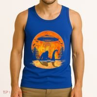 Bigfoot Riding Loch Ness Alien Ship UFO Moon Halloween Tank Top thumb 3