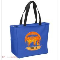 Bigfoot Riding Loch Ness Alien Ship UFO Moon Halloween Tote Bag thumb 2
