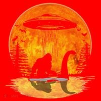 Bigfoot Riding Loch Ness Alien Ship UFO Moon Halloween Santa Hat thumb 1