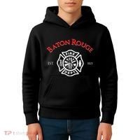 Baton Rouge Louisiana Fire Rescue Department Firefighters Kids Hoodie thumb 4