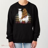 Bigfoot Riding Llama Sasquatch Retro Women's Sweatshirt thumb 0