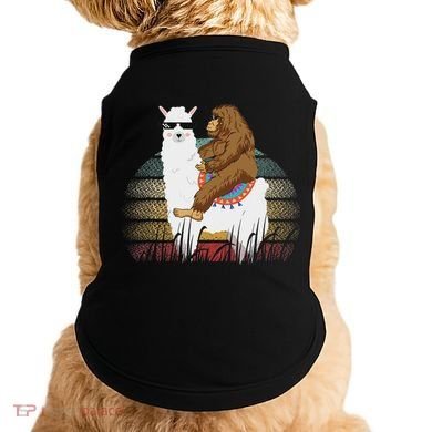 Bigfoot Riding Llama Sasquatch Retro Doggie Tank