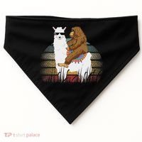 Bigfoot Riding Llama Sasquatch Retro USA-Made Doggie Bandana thumb 0