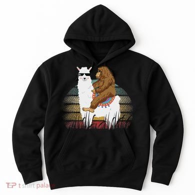 Bigfoot Riding Llama Sasquatch Retro Hoodie