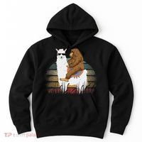 Bigfoot Riding Llama Sasquatch Retro Hoodie thumb 0