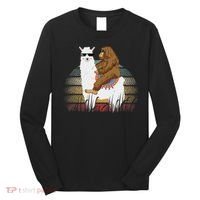 Bigfoot Riding Llama Sasquatch Retro Long Sleeve Shirt thumb 0
