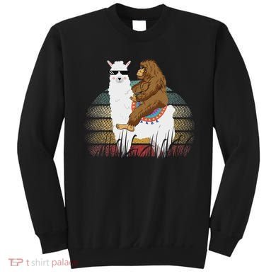 Bigfoot Riding Llama Sasquatch Retro Sweatshirt