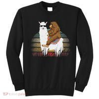 Bigfoot Riding Llama Sasquatch Retro Sweatshirt thumb 0