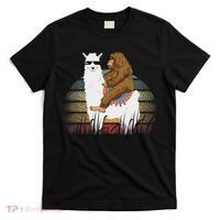 Bigfoot Riding Llama Sasquatch Retro T-Shirt thumb 0