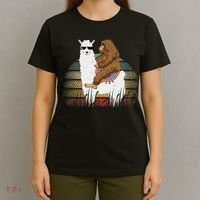 Bigfoot Riding Llama Sasquatch Retro T-Shirt thumb 4