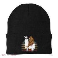 Bigfoot Riding Llama Sasquatch Retro Beanie thumb 0