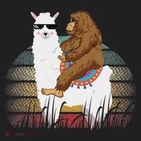 Bigfoot Riding Llama Sasquatch Retro Beanie thumb 2