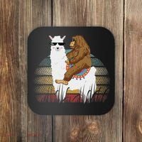 Bigfoot Riding Llama Sasquatch Retro Coaster thumb 0