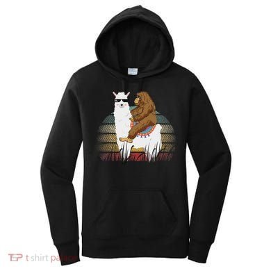 Bigfoot Riding Llama Sasquatch Retro Women's Hoodie