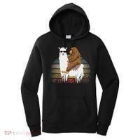 Bigfoot Riding Llama Sasquatch Retro Women's Hoodie thumb 0