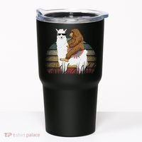 Bigfoot Riding Llama Sasquatch Retro Tumbler thumb 0