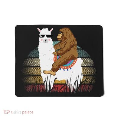 Bigfoot Riding Llama Sasquatch Retro Mousepad