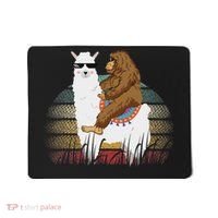 Bigfoot Riding Llama Sasquatch Retro Mousepad thumb 0