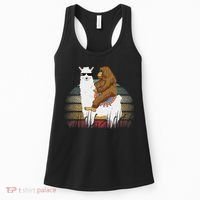 Bigfoot Riding Llama Sasquatch Retro Women's Tank Top thumb 0