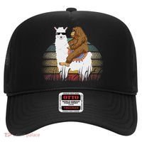 Bigfoot Riding Llama Sasquatch Retro Hat thumb 0