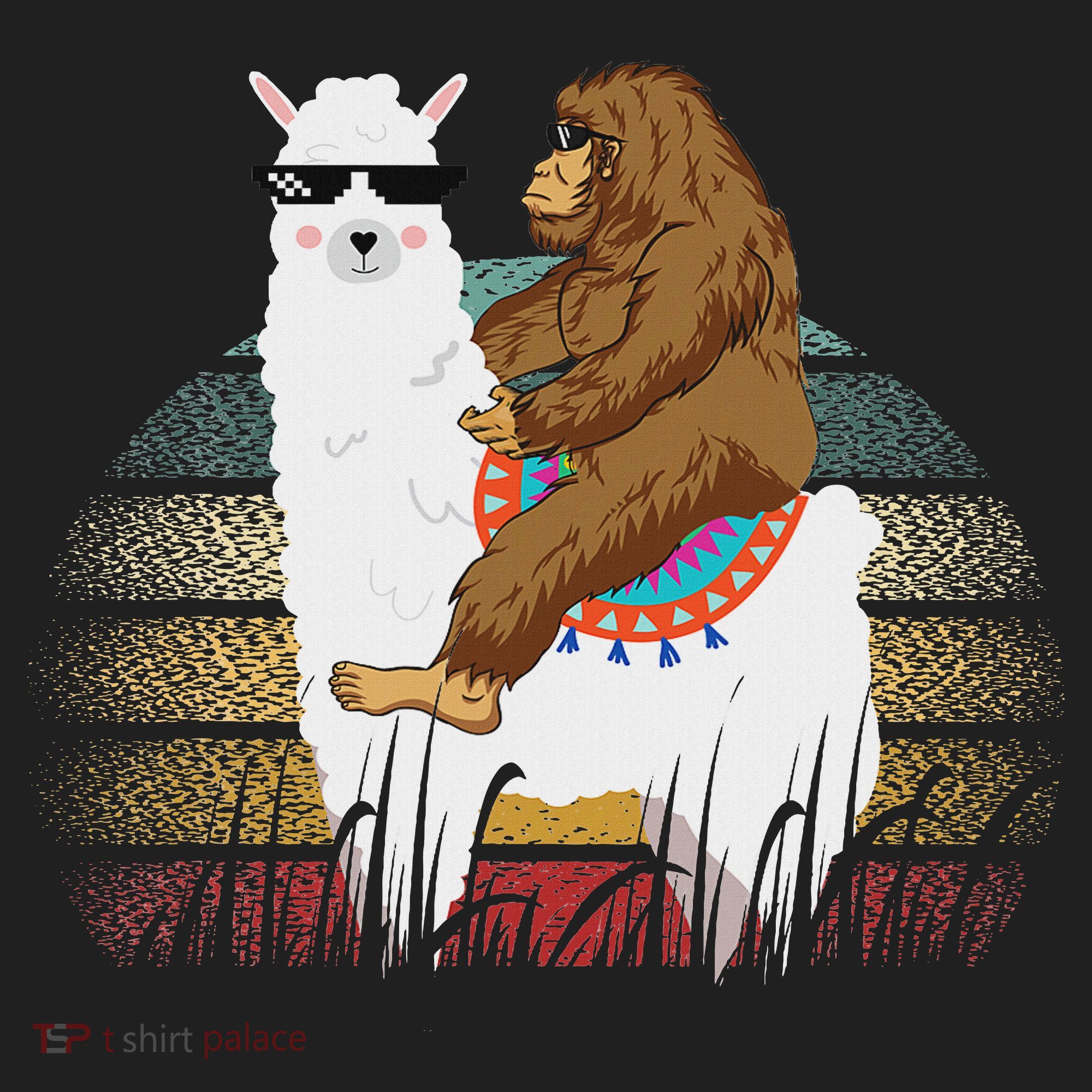Bigfoot Riding Llama Sasquatch Retro Hat