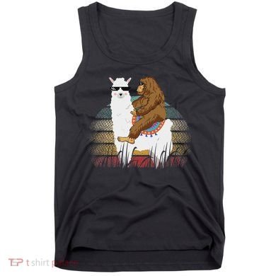 Bigfoot Riding Llama Sasquatch Retro Tank Top