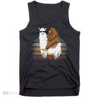 Bigfoot Riding Llama Sasquatch Retro Tank Top thumb 0