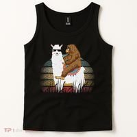 Bigfoot Riding Llama Sasquatch Retro Tank Top thumb 2