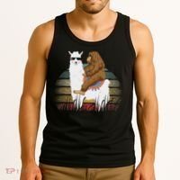 Bigfoot Riding Llama Sasquatch Retro Tank Top thumb 3
