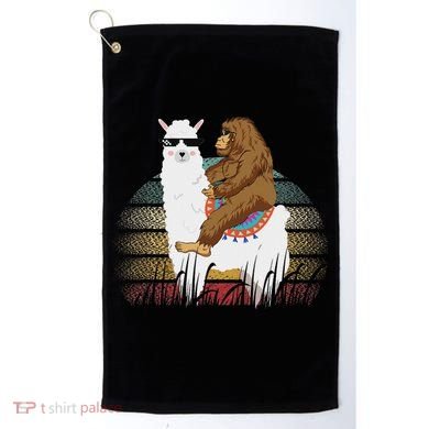 Bigfoot Riding Llama Sasquatch Retro Golf Towel