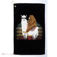 Bigfoot Riding Llama Sasquatch Retro Golf Towel thumb 0