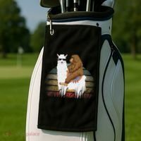 Bigfoot Riding Llama Sasquatch Retro Golf Towel thumb 2