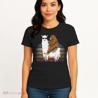 Bigfoot Riding Llama Sasquatch Retro Women's T-Shirt thumb 4