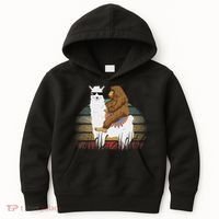 Bigfoot Riding Llama Sasquatch Retro Kids Hoodie thumb 0