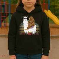 Bigfoot Riding Llama Sasquatch Retro Kids Hoodie thumb 3