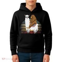 Bigfoot Riding Llama Sasquatch Retro Kids Hoodie thumb 4