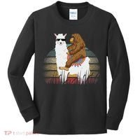 Bigfoot Riding Llama Sasquatch Retro Kids Long Sleeve Shirt thumb 0