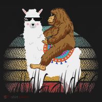 Bigfoot Riding Llama Sasquatch Retro Kids Long Sleeve Shirt thumb 2