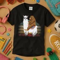 Bigfoot Riding Llama Sasquatch Retro Kids T-Shirt thumb 3