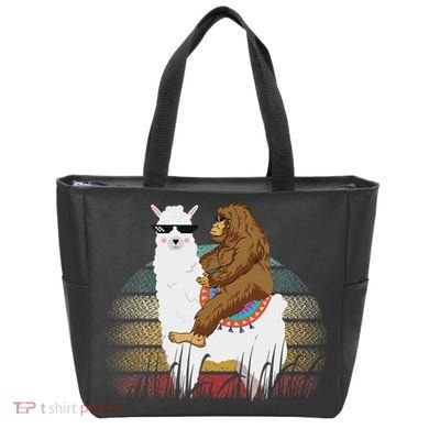 Bigfoot Riding Llama Sasquatch Retro Tote Bag