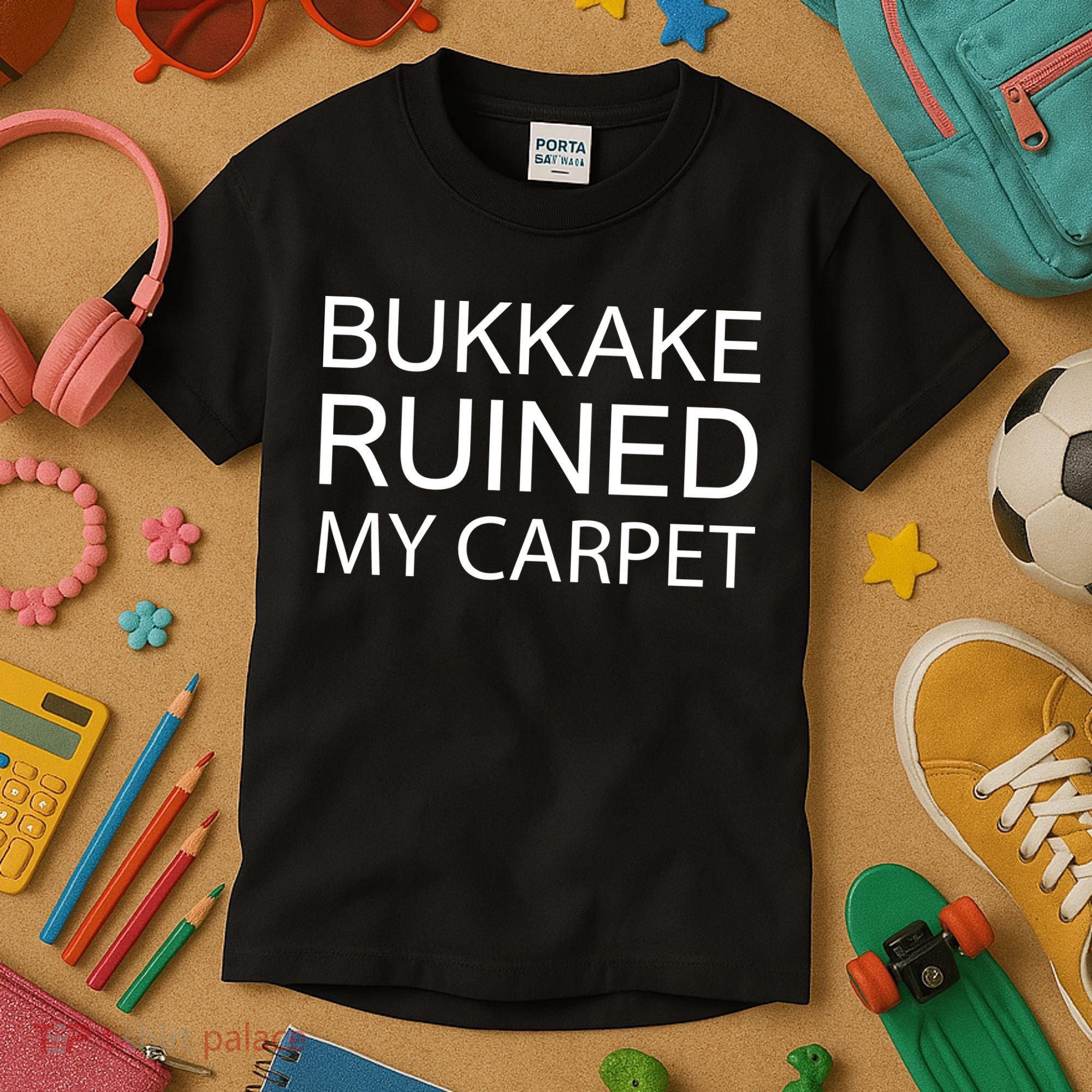 Bukkake Ruined My Carpet Funny Offensive Saying Kids T-Shirt