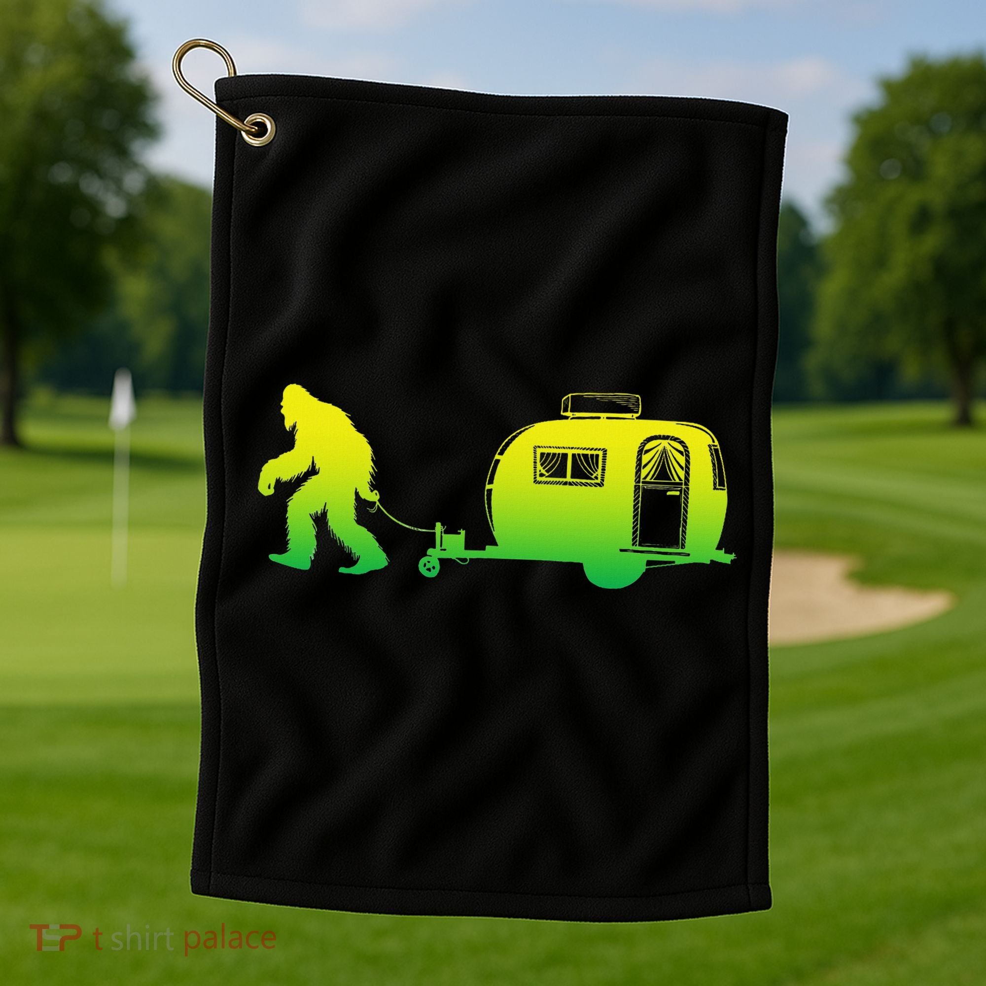 Bigfoot Rv Motorhome Camping Sasquatch Campervan Golf Towel
