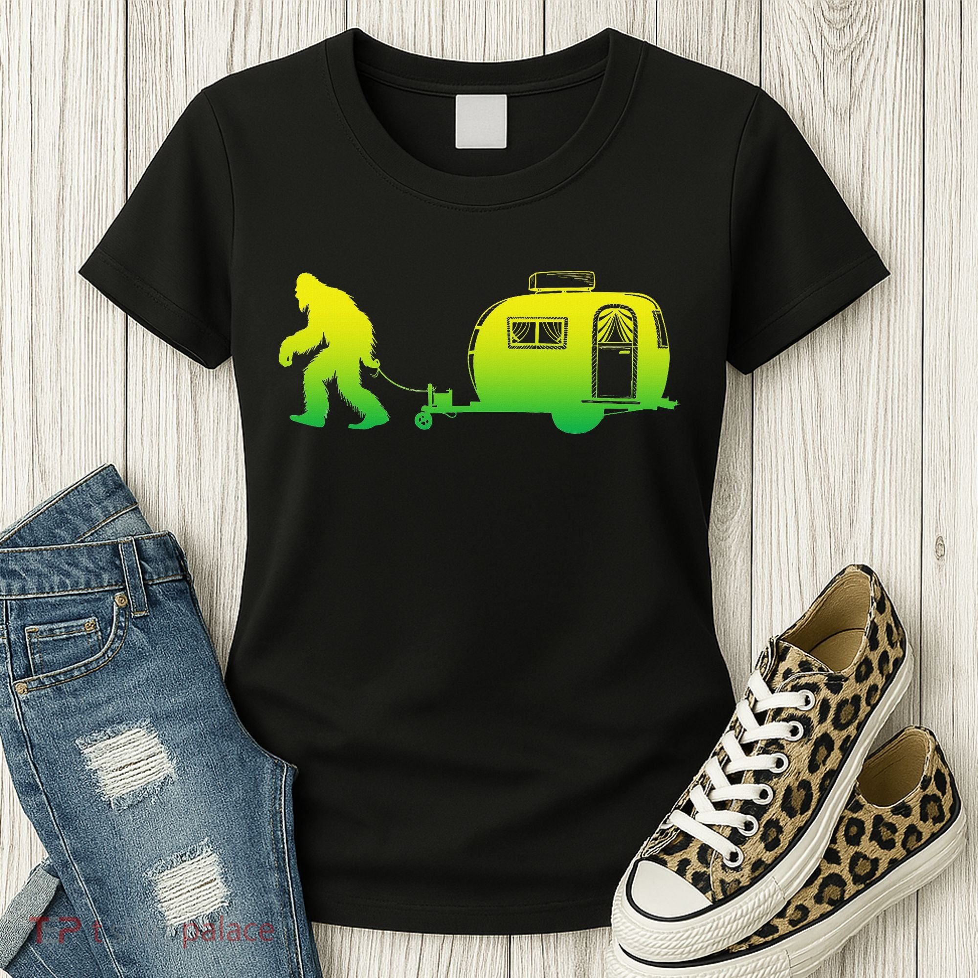 Bigfoot Rv Motorhome Camping Sasquatch Campervan Women's T-Shirt