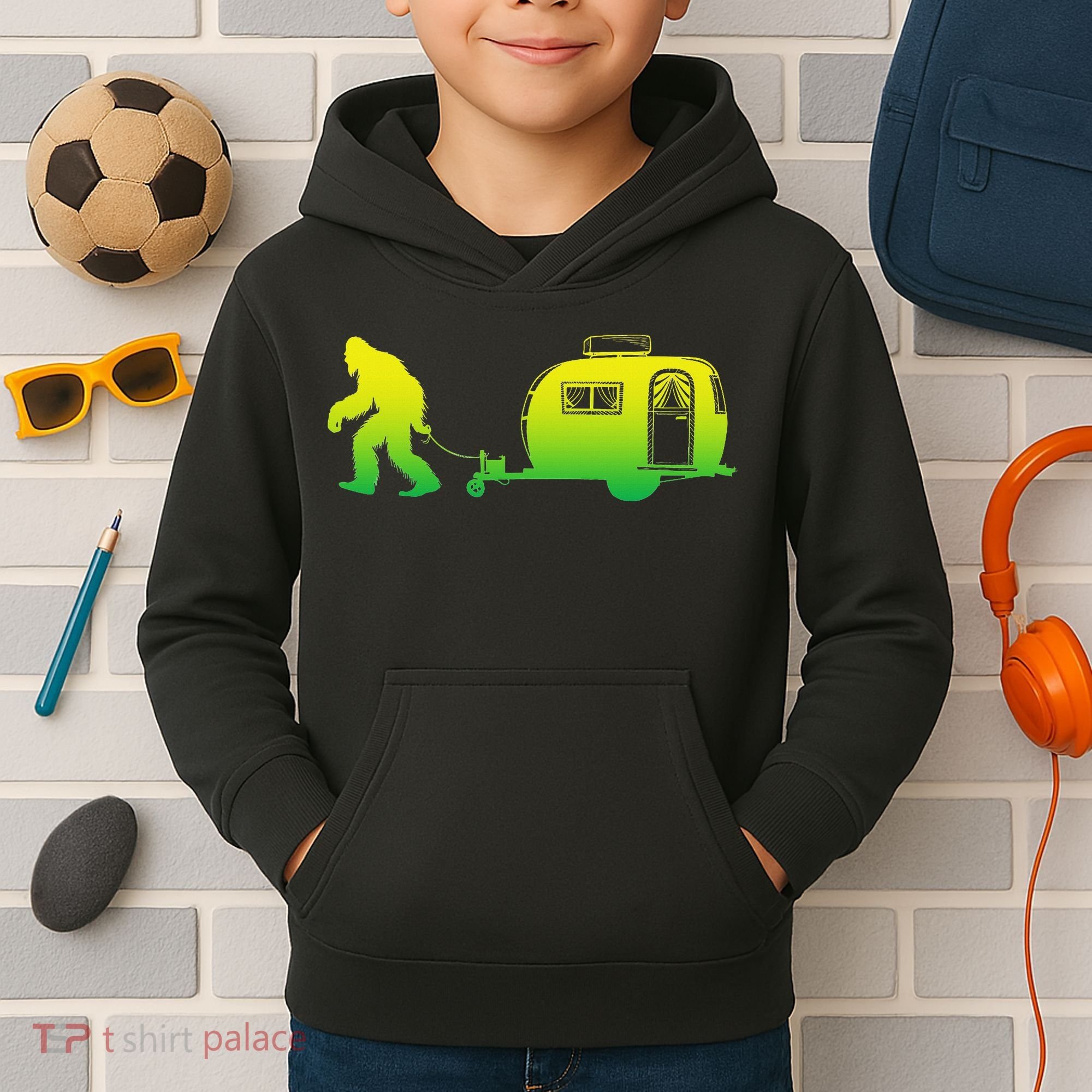 Bigfoot Rv Motorhome Camping Sasquatch Campervan Kids Hoodie