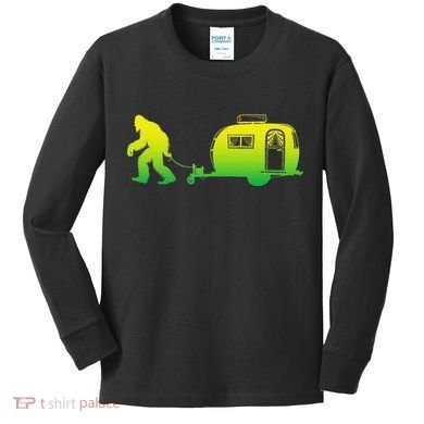 Bigfoot Rv Motorhome Camping Sasquatch Campervan Kids Long Sleeve Shirt