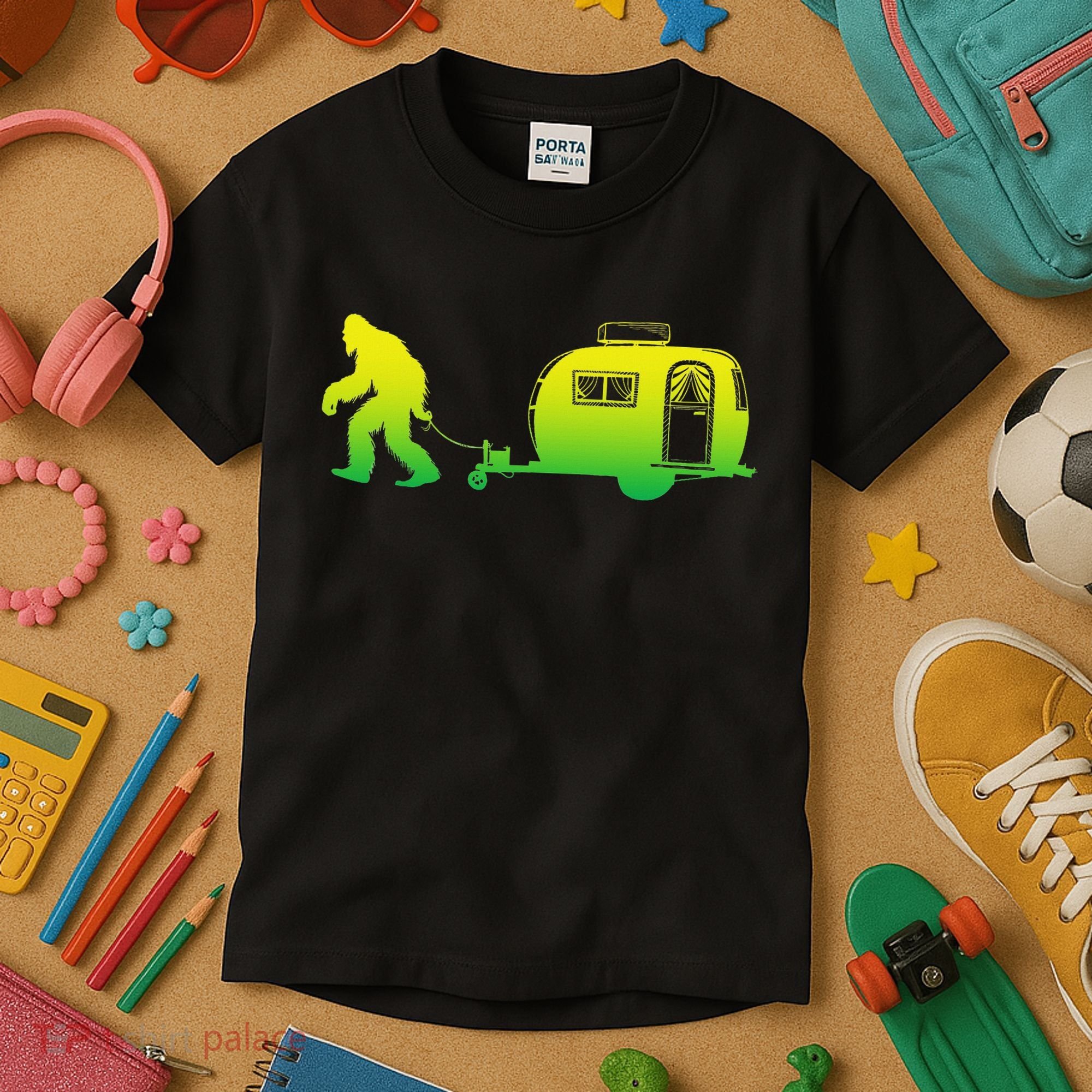 Bigfoot Rv Motorhome Camping Sasquatch Campervan Kids T-Shirt