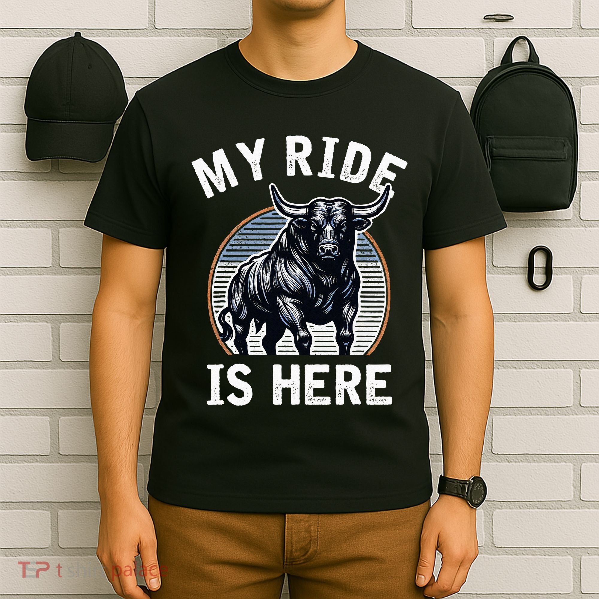 Bull Riding My Ride Is Here Western Cowboy Ranch Rodeo T-Shirt