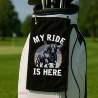 Bull Riding My Ride Is Here Western Cowboy Ranch Rodeo Golf Towel thumb 2