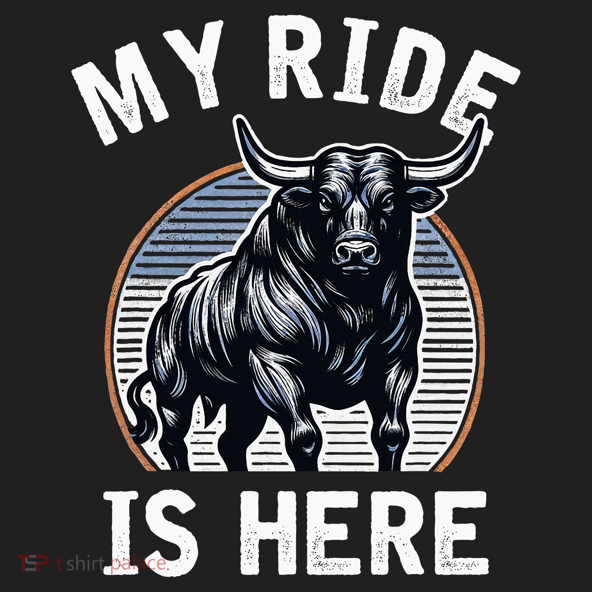 Bull Riding My Ride Is Here Western Cowboy Ranch Rodeo Golf Towel